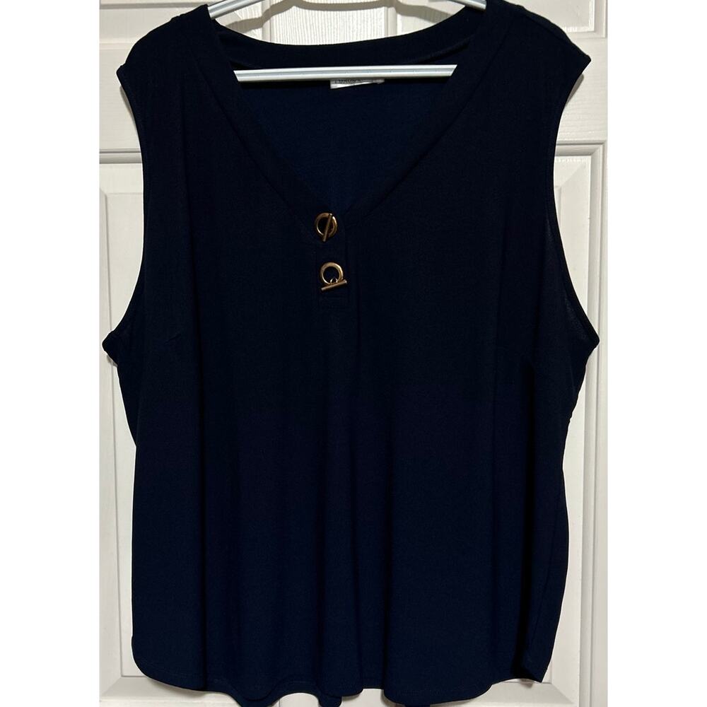 89th‎ + Madison Women's Navy Blue Tank Top Toggle Buttons Size 2X